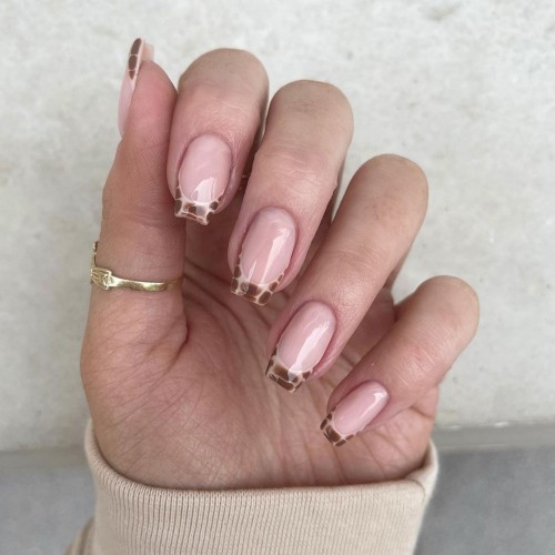 29+ The Best Neutral Nails : Snakeskin Print French Tips