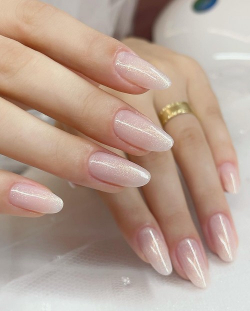 Subtle shimmery wedding nails