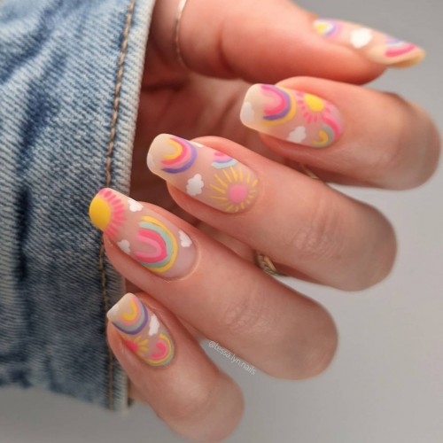 31+ Trendy Summer Nails to Make You Shine : Sunshine & Rainbow Nails