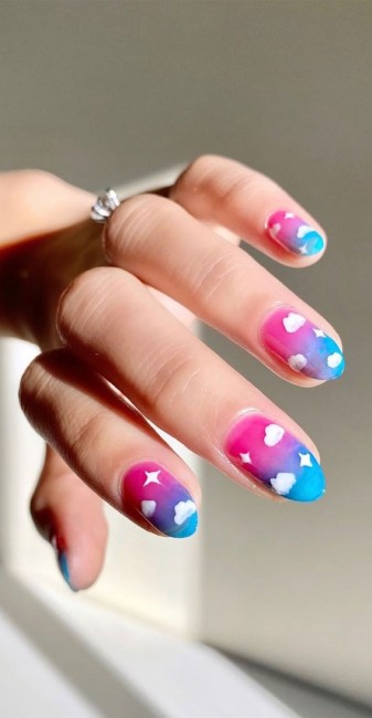 cloud nails, summer nails, funky summer nails, summer nail ideas 2021, summer nails 2021 coffin, summer nails 2021,  summer nail art, nail art designs 2021, trendy nails, cute summer nails 2021