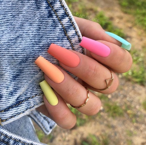 multi-colored nails, summer nail art ideas, different color nails each nails, ombre nails, ombre rainbow nails, pastel rainbow ombre nails, rainbow nails pastel, rainbow ombre nails, pastel rainbow nail designs, ombre gel nail polish, pastel ombre nails, colorful ombre rainbow nails, ombre nails 2021