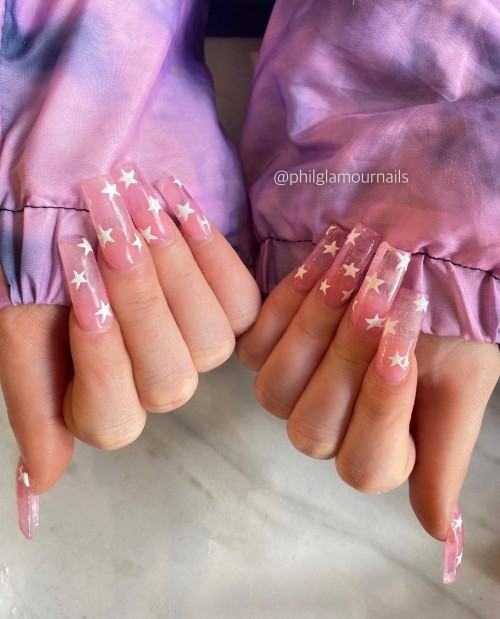 31+ Trendy Summer Nails to Make You Shine : Pink Clear Nails