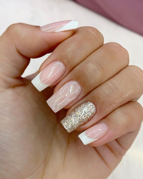 French Tip, Glitter and Marble Nails