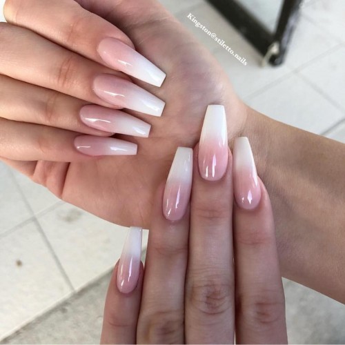 Ombre French Tips Coffin Nails