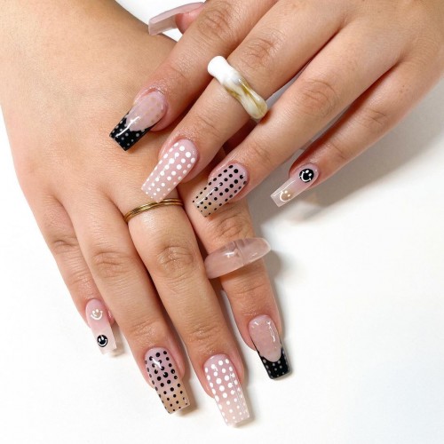 Polka Dot Gel Sheer Nails