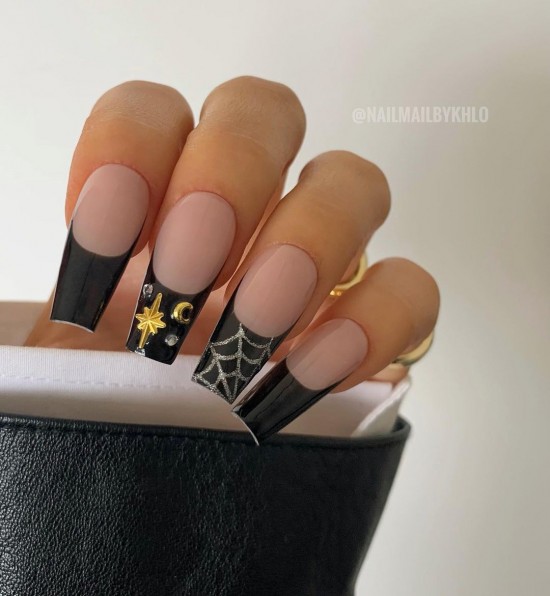 Modern Black French Tip Halloween Nails—Fall Nail Art Designs of 2021