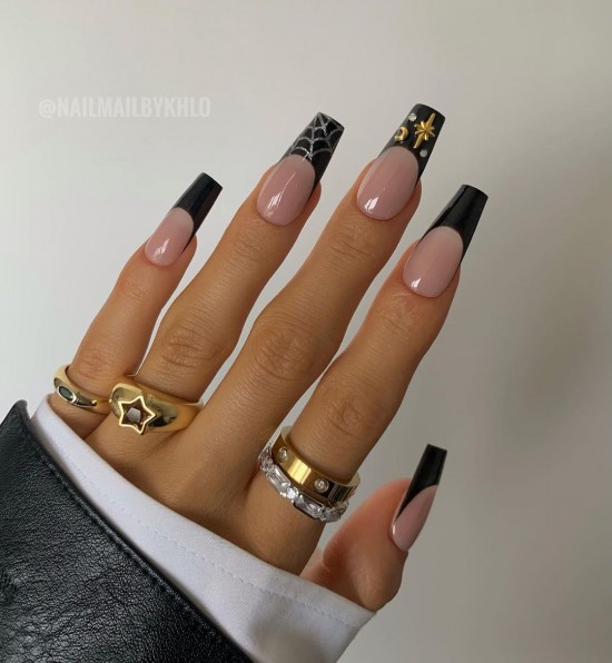 Black French Tip Fall Nails— Cute Fall Nail Art Designs of 2021