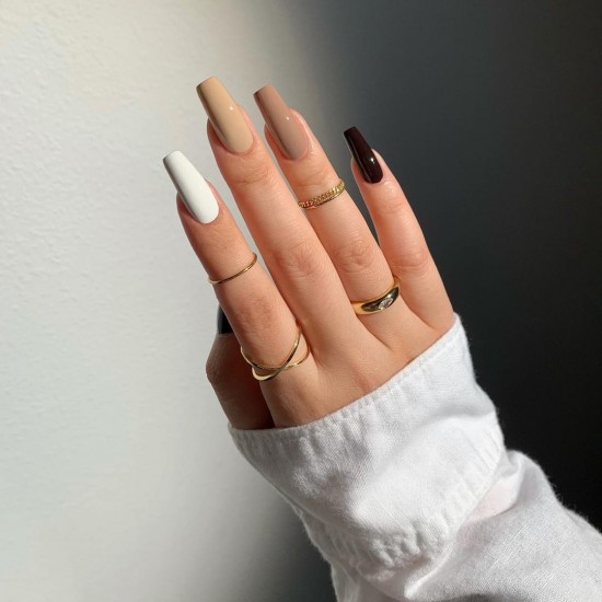 Black and Neutral Fall Nails— Cute Fall Nail Art Designs of 2021