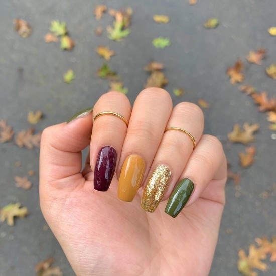 Mix and Match Jewel Toned Nails — Cute Fall Nail Art Designs of 2021