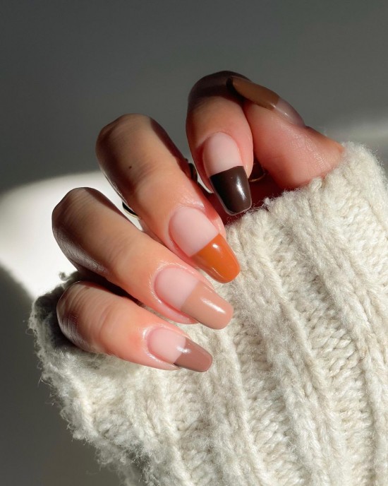 Multicolored Fall Tip Nails — Fall Nail Art Designs of 2021