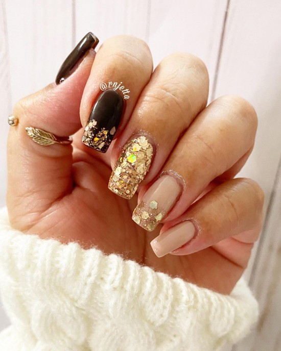 Brown and Nude Fall Nails —Fall Nail Art Designs of 2021