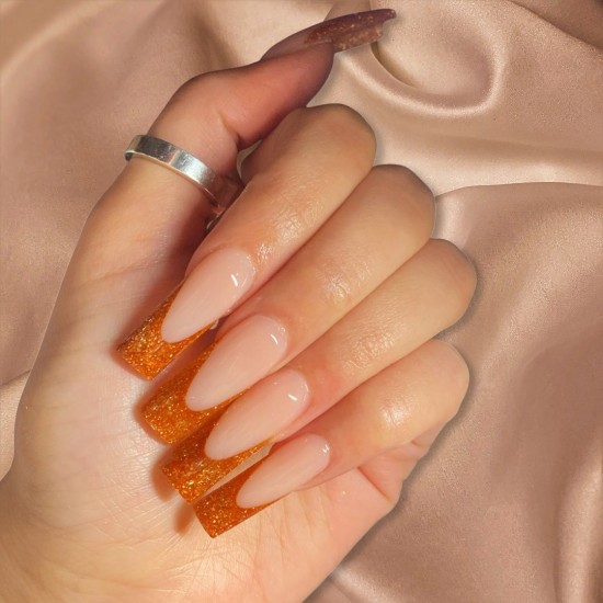 Brown Orange Glitter Fall Nails —Fall Nail Art Designs of 2021