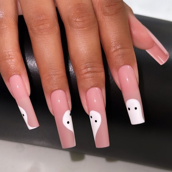 Baby Pink Spooky Halloween Long Nails