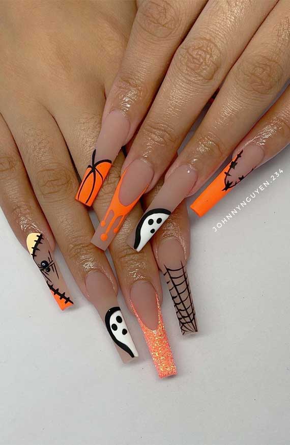 Different Designs French Tip Halloween Nails