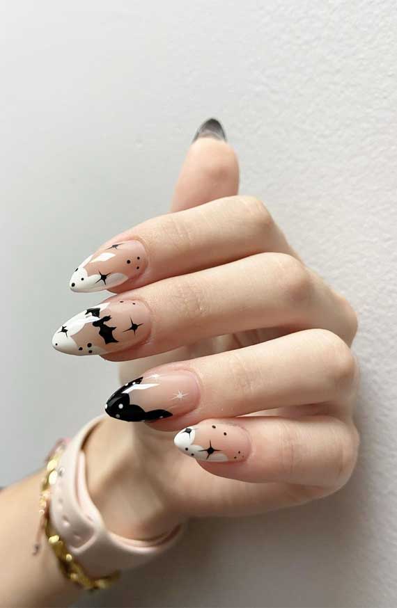 Black and White Spooky Nails