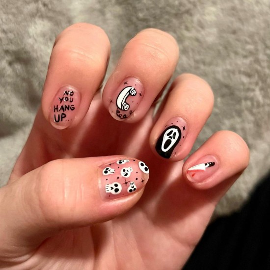 No You Hang Up Halloween Nails