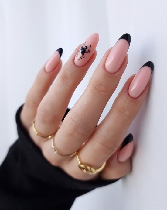 Black French Tip Halloween Nails