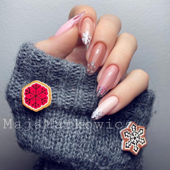 Snowflake French Tip Nails — Christmas Nails Designs