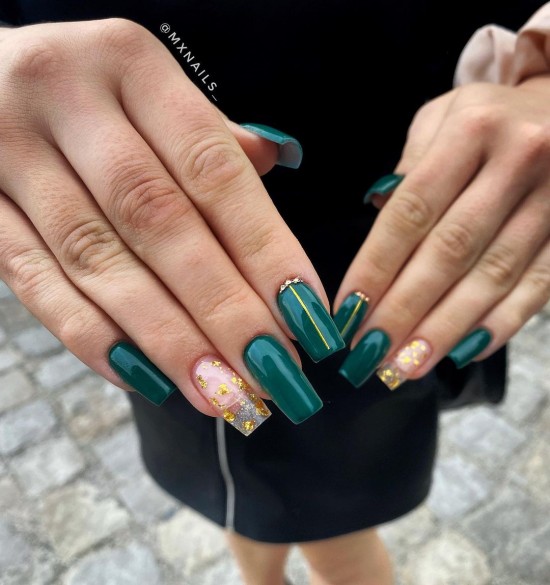 20 Cute Autumn Nails 2021 — Emerald Green Nails