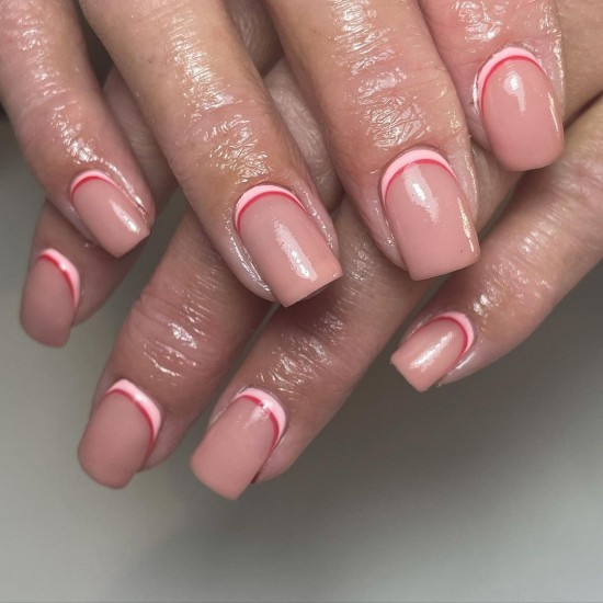 20 Reverse French Manicure Ideas That Are So Cute — Pink and Red Cuff Nails