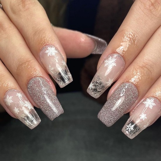 snowflake nude nails, white snowflake nail designs, white snowflake nails, nail trends winter 2021, neutral winter nails, winter nails designs 2021, winter nails colours, winter nails 2021 coffin, winter nails coffin, winter nails design