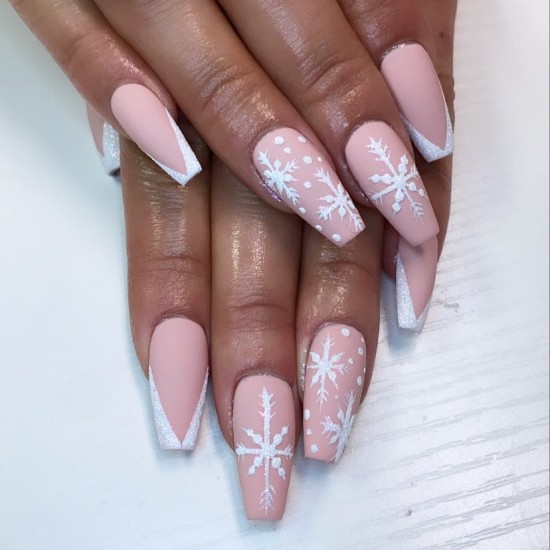 15 White Snowflake Nail Designs — Snowflake &  White Shimmery Tip Nails