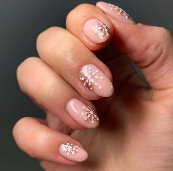 15 White Snowflake Nail Designs — Snowflake on Natural Nails