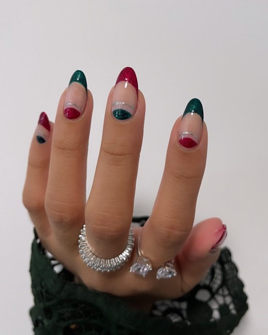 23 Charming Christmas & Holiday Nails — Half Moon and French Tip Christmas Nails