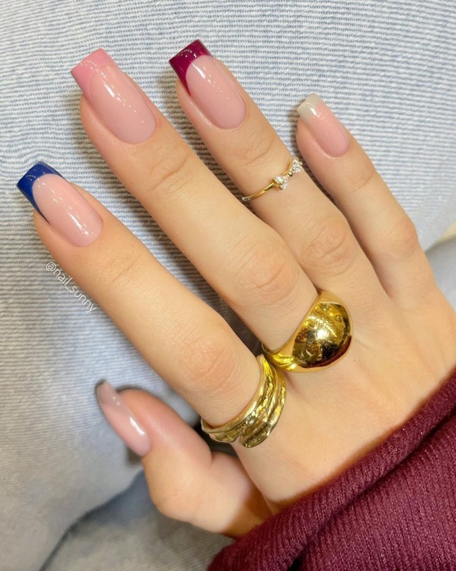 Neutral Nails For a Classic Look To Wear in 2022 — Different Color French Tip Neutral Nails