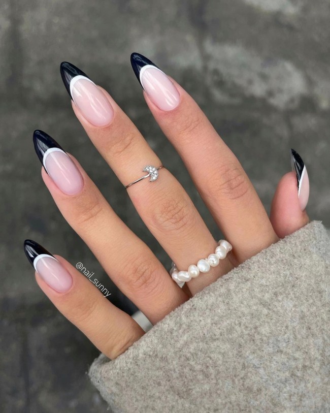 Neutral Nails For a Classic Look To Wear in 2022 — Black French Tip Nails