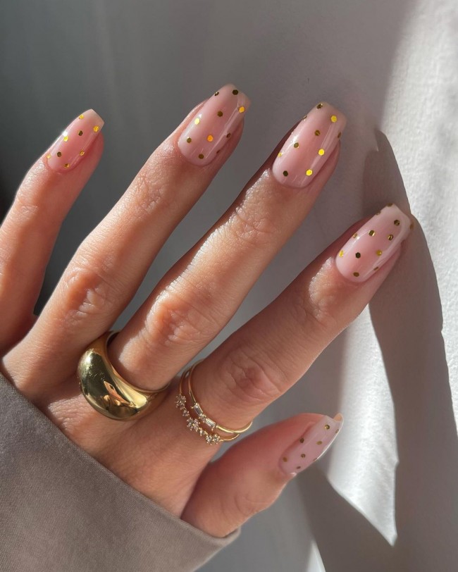 Neutral Nails For a Classic Look To Wear in 2022 — Gold Dot Neutral Nails