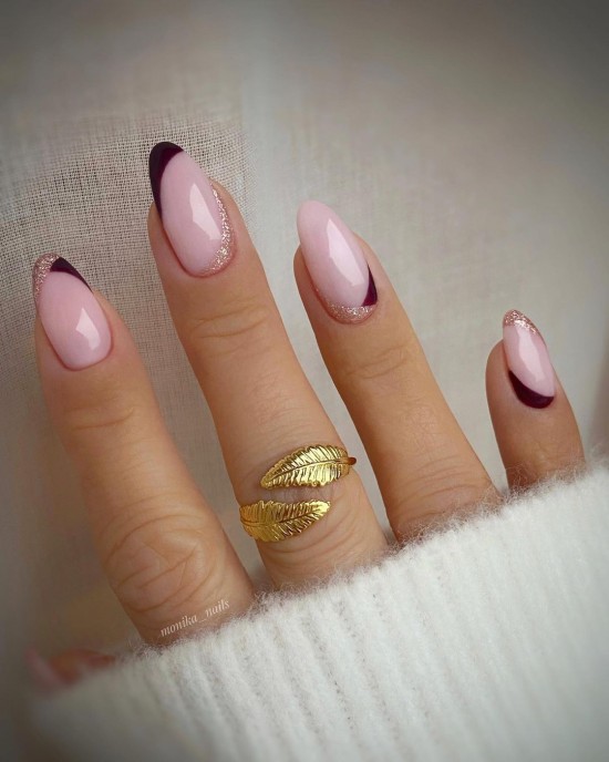 25 Awesome New Year’s Eve Nail Art Ideas : Deep Red Side French