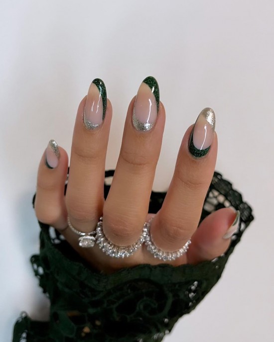 25 Awesome New Year’s Eve Nail Art Ideas : Black and Silver Reverse & Side French Nails