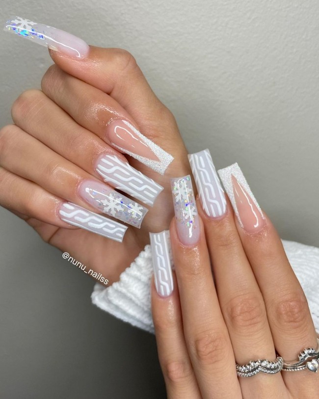 30 White Christmas Nails That Are So Trendy — Translucent White Christmas Nails