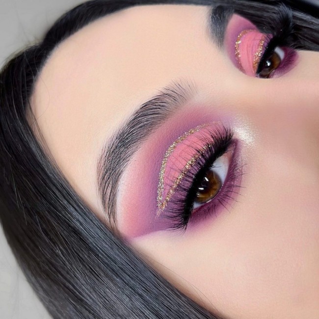 Makeup Looks to Recreate – Gold + pink + purple look