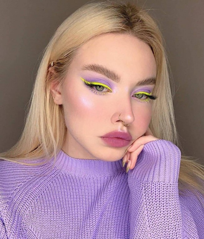 Makeup Looks to Recreate – Lavender and Neon Yellow Makeup