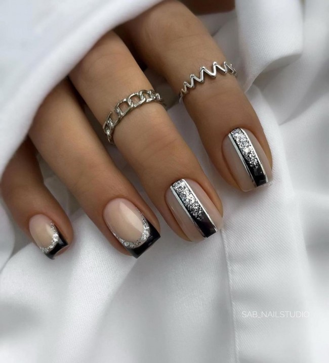 70 Spring Nail Designs 2022 That You Should Try — Black and Silver Nail Art