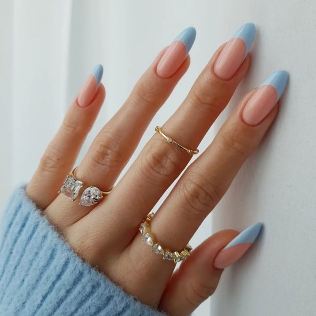 70 Spring Nail Designs 2022 That You Should Try — Baby Blue French Tips