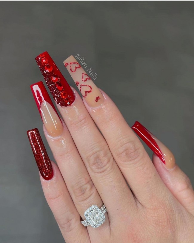 59 The Most Prettiest Valentine Nail Ideas — Acrylic Red Nails