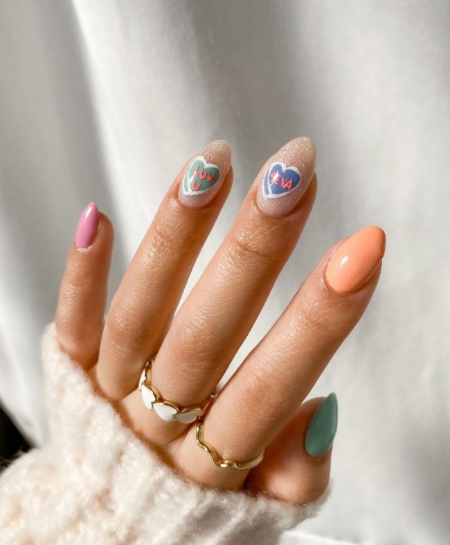 59 The Most Prettiest Valentine Nail Ideas — Glitter Love Heart Nails