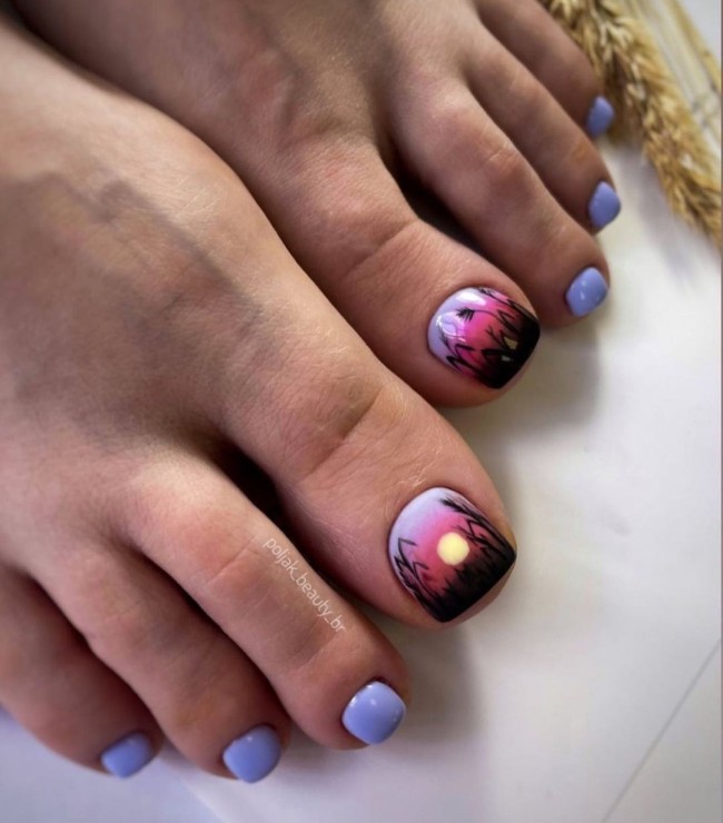 32 Cute Pedicure For Summer  — Sunset