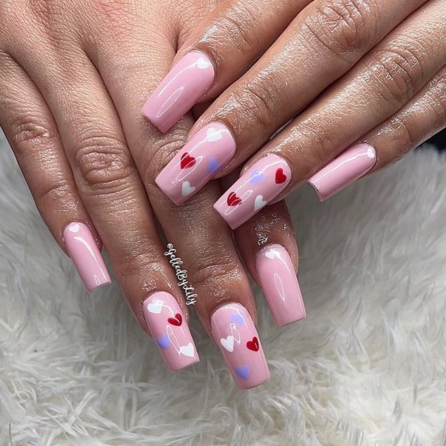 72 Cutest Valentine’s Day Manicure Ideas — Love Heart Pink Nails