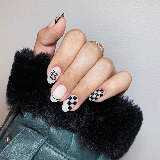 75 The Coolest Checkered Nail Art Designs  — Black & White Checkered Nails