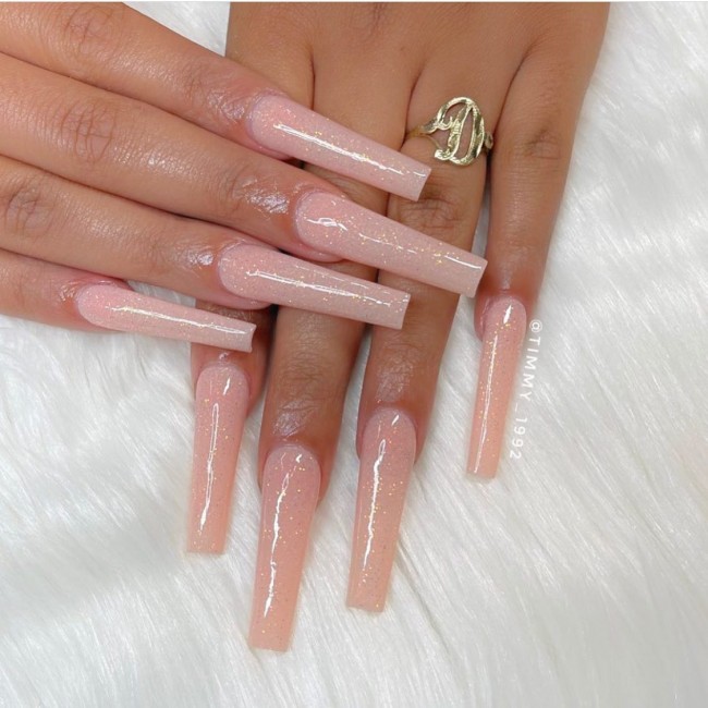 Nude Acrylic Nail Art Designs — Shimmery Nude Nails