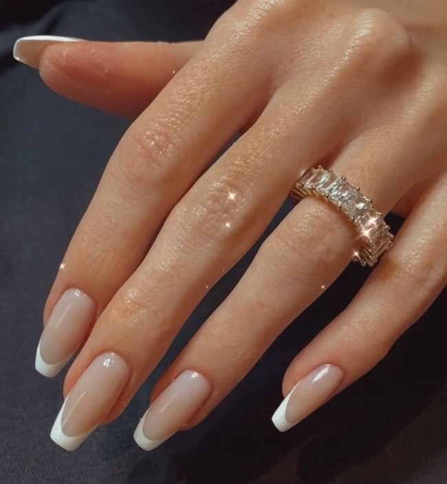 Nude Acrylic Nail Art Designs — Classic French Mani