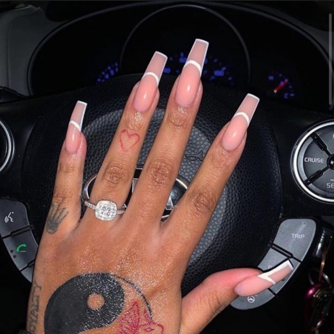 Nude Acrylic Nail Art Designs — Double French Outline Nails