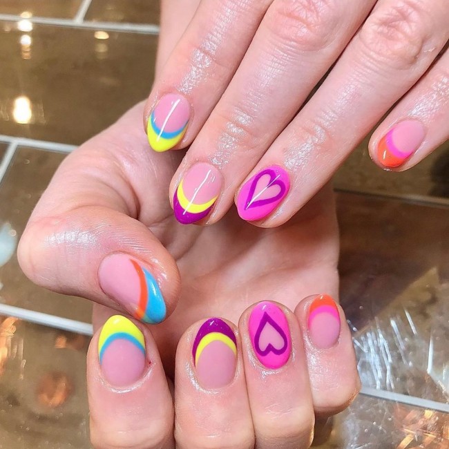 72 Cutest Valentine’s Day Manicure Ideas — Colorful French Nail Art