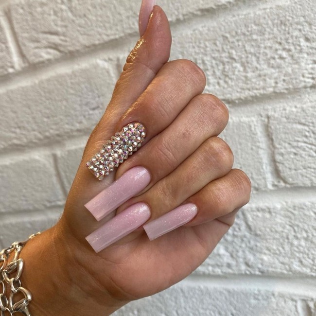 Nude Acrylic Nail Art Designs — Nude Pink Bling Nails