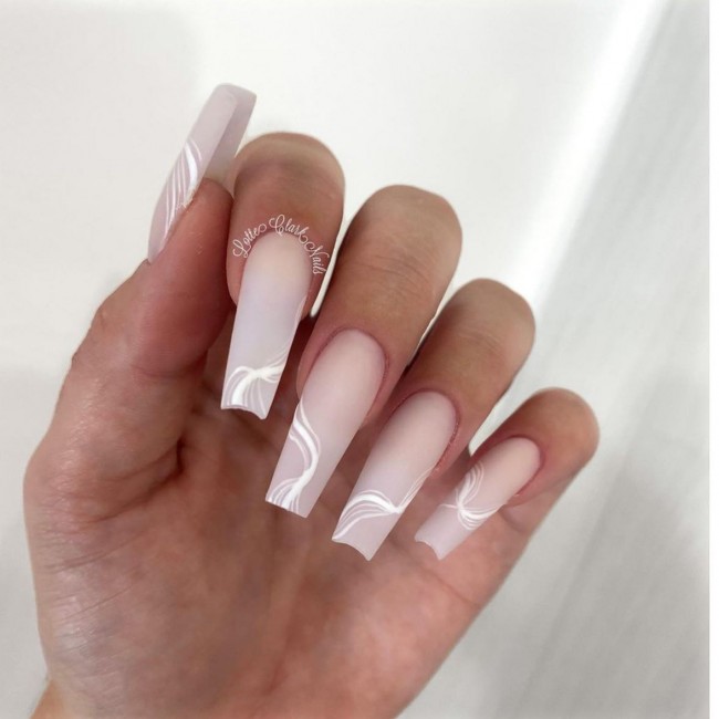 Nude Acrylic Nail Art Designs — Swirl Nude Nails