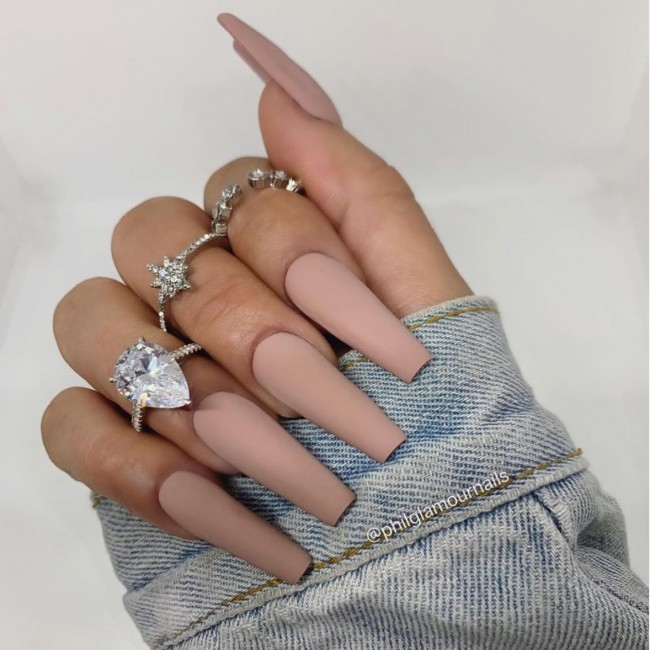 Nude Acrylic Nail Art Designs — Matte Nude